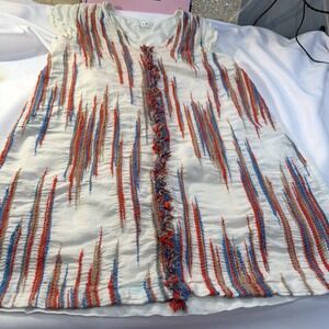 Anthropologie THML Boho, Hippy Fringed Dress Size Small Red , Blue  Coverup
